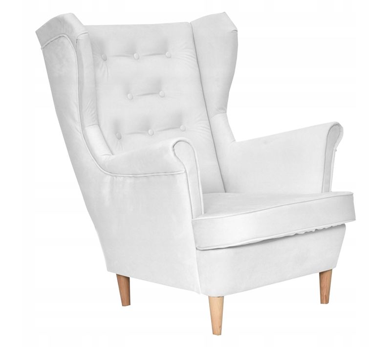 Fauteuil Scandinave à Oreilles Diana - Argent, Blanc Cassé, Crème
