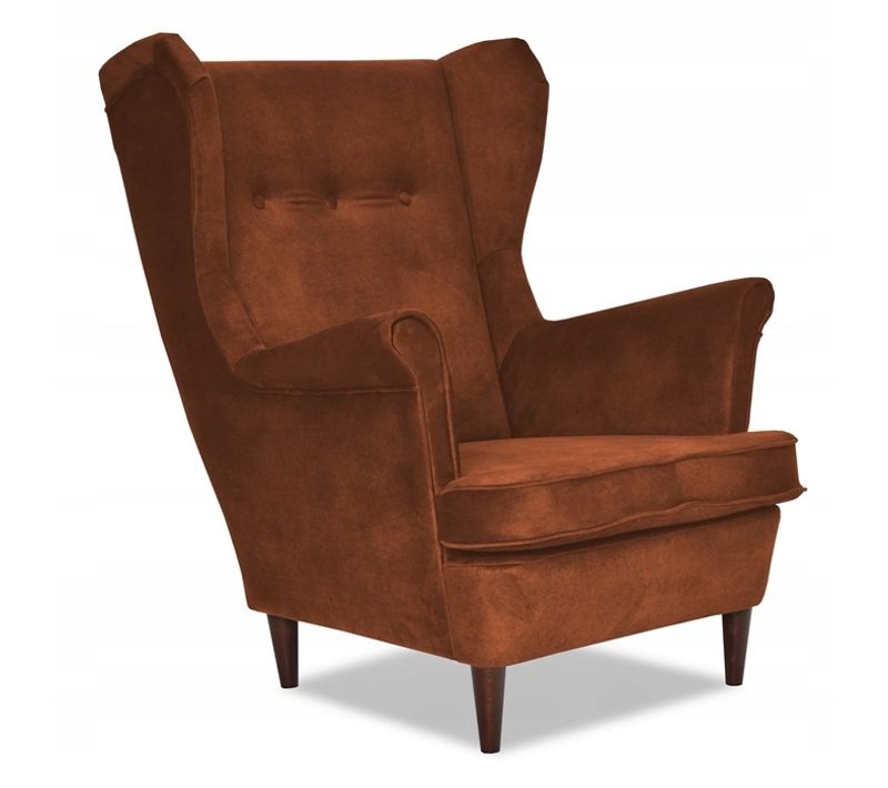 Fauteuil Scandinave à Oreilles Ari, Coloris Brique-rouille, Design Moderne