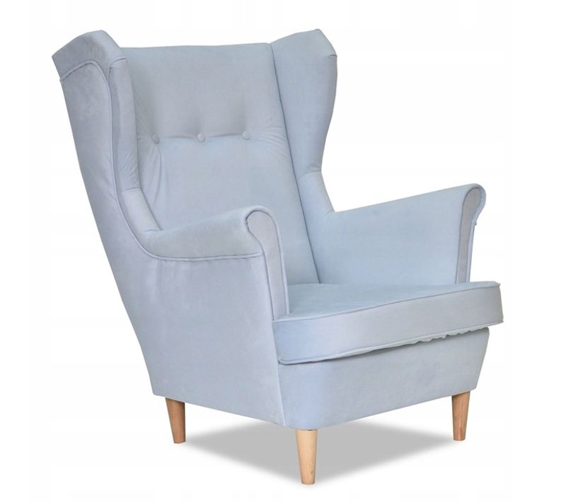 Fauteuil à Oreilles Ari, Style Scandinave, Bleu Clair