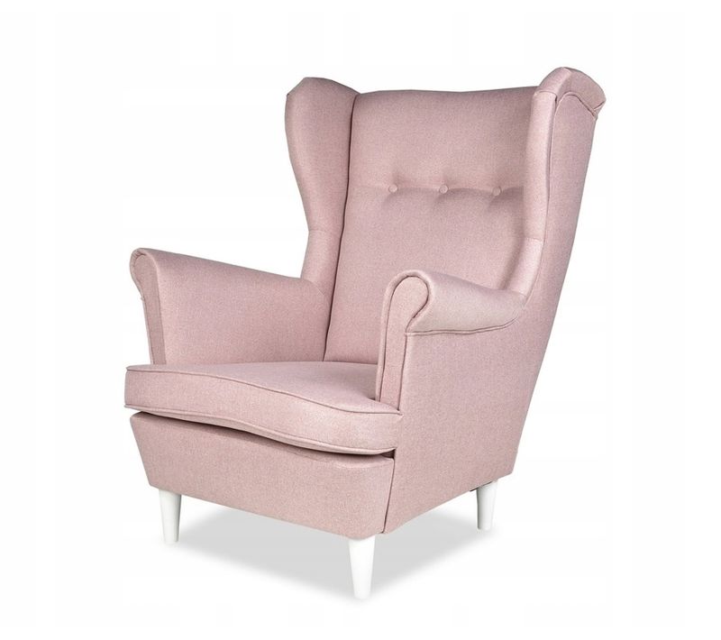 Fauteuil à Oreilles Ari — Style Scandinave, Rose Poudré — Fauteuil Relax Pour Se Détendre