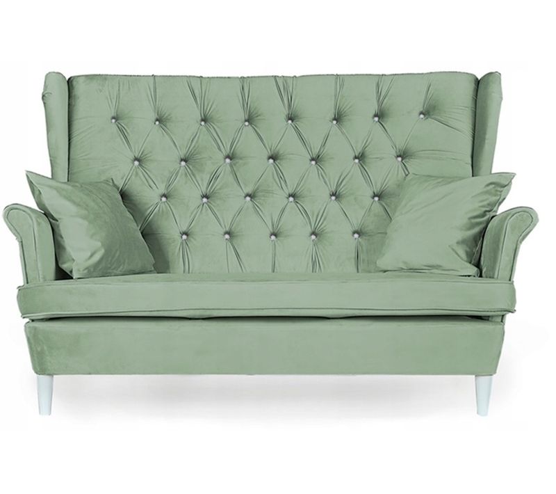 Canapé Scandinave Gaja à Oreilles — Non Convertible — Vert Menthe