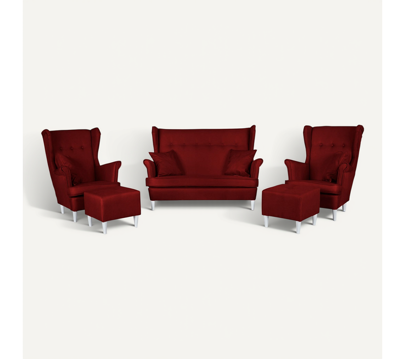 Canapé - Family - Ari - Rouge - Repose-pieds