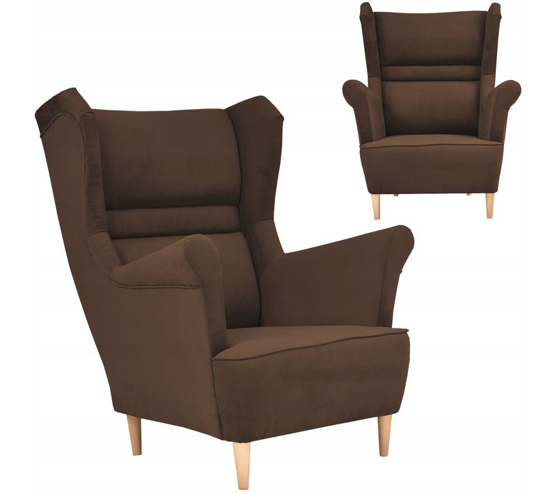 Fauteuil à Oreilles Scandinave Zoja Par — Brun Cacao Café