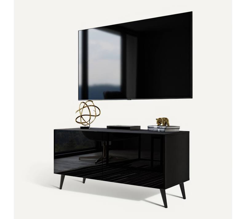 Meuble TV Aura 100 Noir Brillant – Couleur Des Pieds : Noir