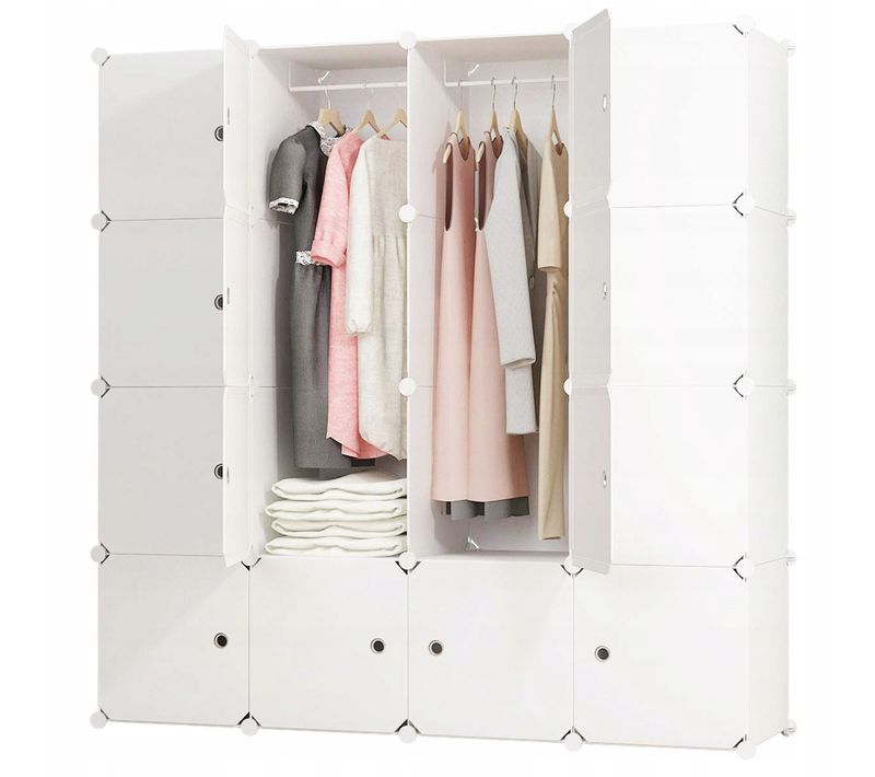 Armoire Modulaire Dressing Armoire Étagère Étagère Blanche Armoire Pliante Spacieuse Xl