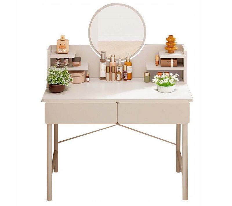 Coiffeuse Blanche Pour Chambre à Coucher Avec Miroir Et Tiroirs, Style Moderne