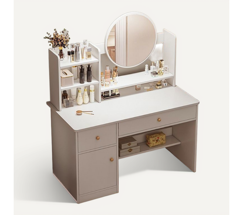 Coiffeuse Avec Miroir Et Tiroirs, Blanche, Maquillage Glamour Scandinave, 100 Cm