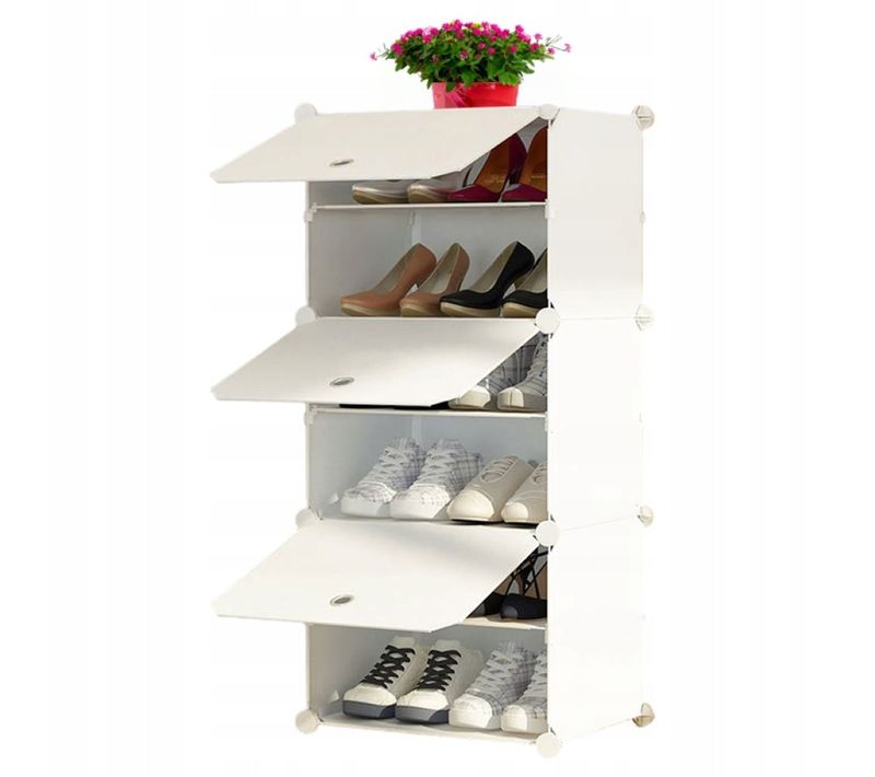 Armoire à Chaussures, Armoire Modulaire, Penderie, Blanche, Étagère Moderne