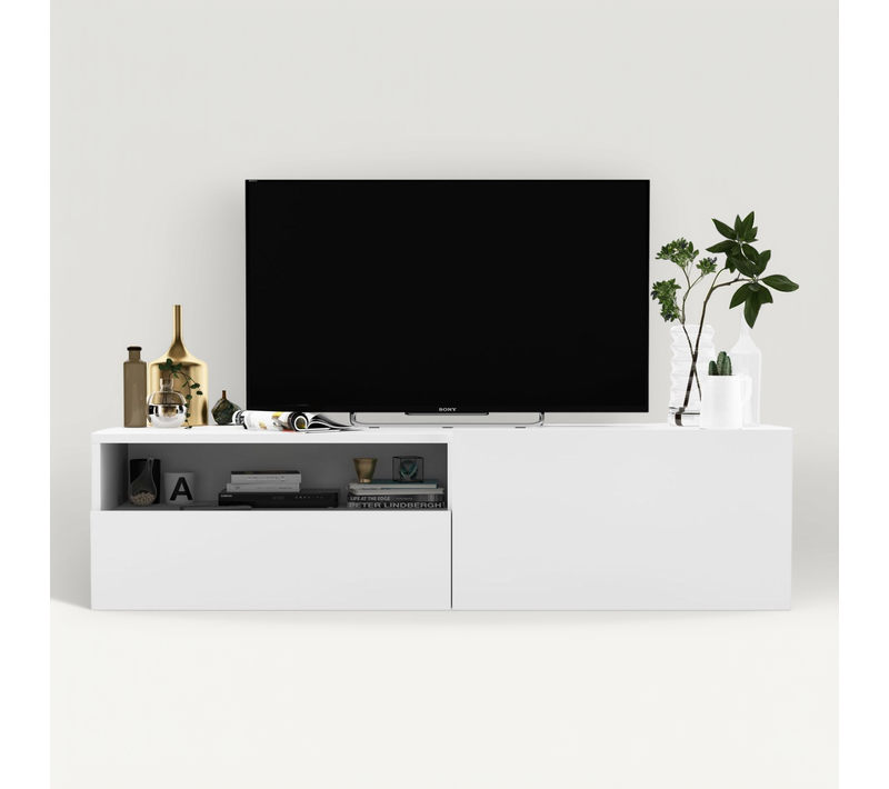 Meuble TV Suspendu Enjoy Avec Tiroir Blanc Mat 120 Cm