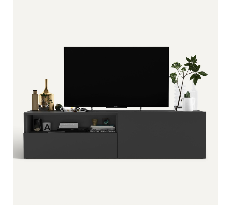Meuble TV Suspendu Enjoy Avec Tiroir Graphite Mat 120 Cm