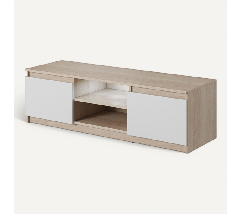 Meuble TV Didi 120 Chêne Sonoma/blanc Mat Avec éclairage LED