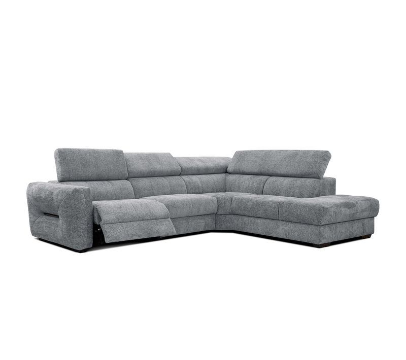 Canapé D'angle Droit Calvera Calvera 5 Places Avec Un Relax Électrique Tissu Gris Moyen