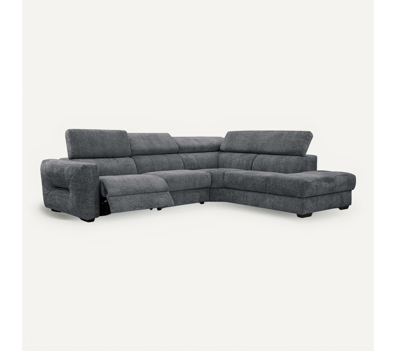 Canapé D'angle Droit Calvera Calvera 5 Places Avec Un Relax électrique Tissu Gris Foncé