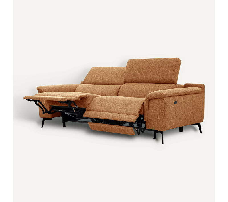 Canapé Droit Fiero 3 Places Avec 2 Relax électriques Tissu Orange