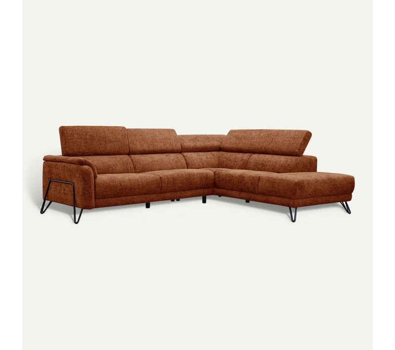 Canapé D'angle Droit Roden 5 Places Tissu  Rouge Brique