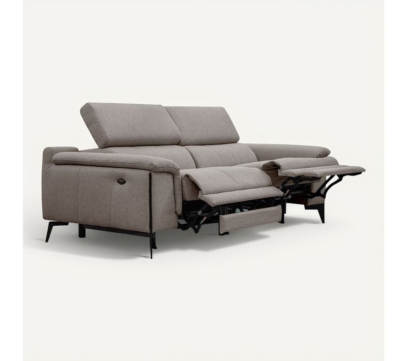 Canapé Droit 3 Places Avec 2 Relax électriques Tissu Noix - Matera