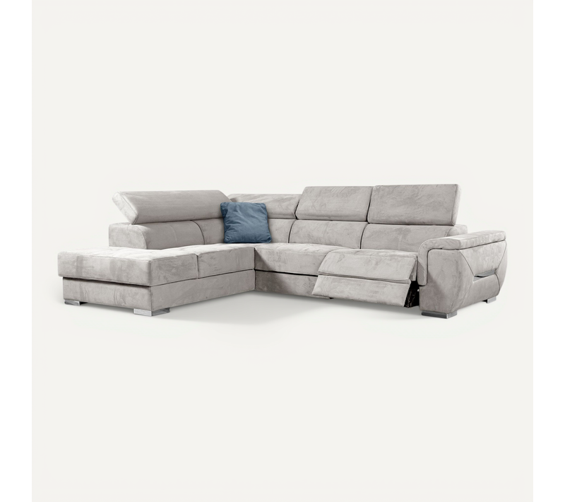 Canapé D'angle Gauche 5 Places Avec Un Relaxation Tissu Beige - Kelte