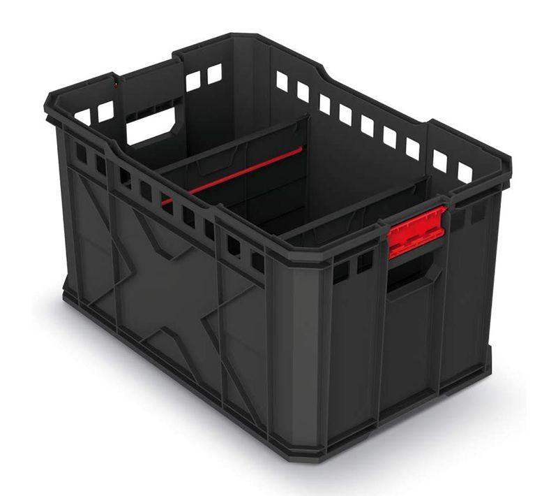 Boîte De Transport Modulaire Avec Séparateurs En Plastique Capacité De Charge Jusqu'à 50 Kg Noir