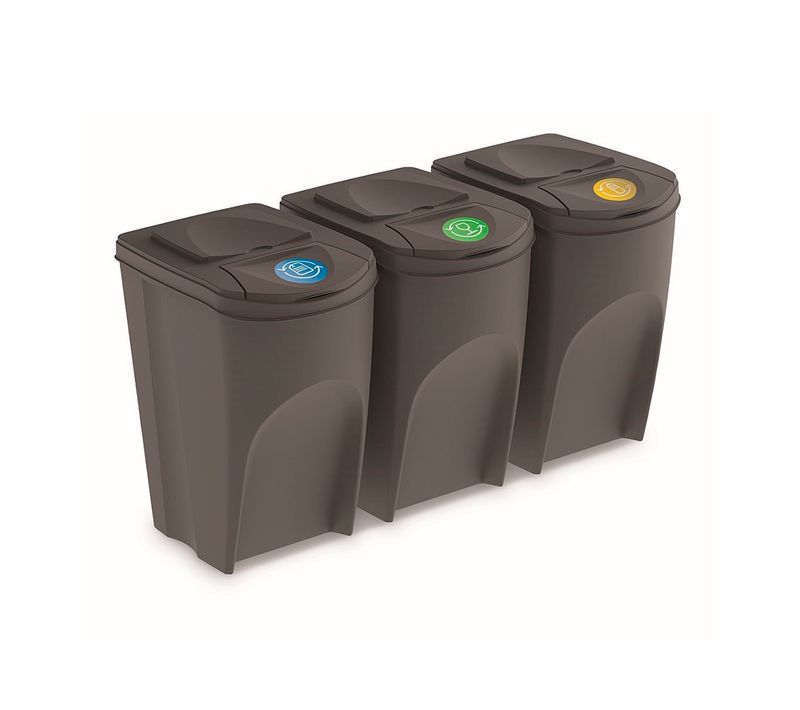 Lot De 3 Cubes De Recyclage 105 L Sortibox En Plastique Gris 3 X 35 L