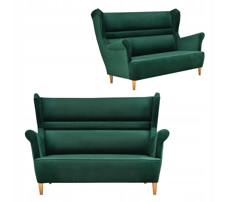 Canapé à Oreilles Zoja, Scandinave, Non Convertible, Vert