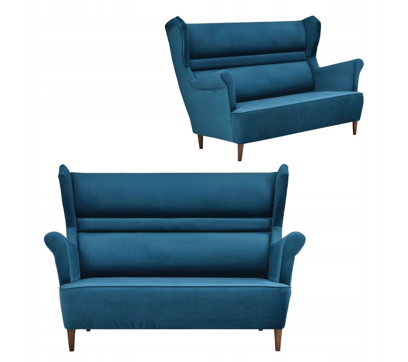 Canapé Zoja Scandinave à Oreilles, Non Convertible, Bleu