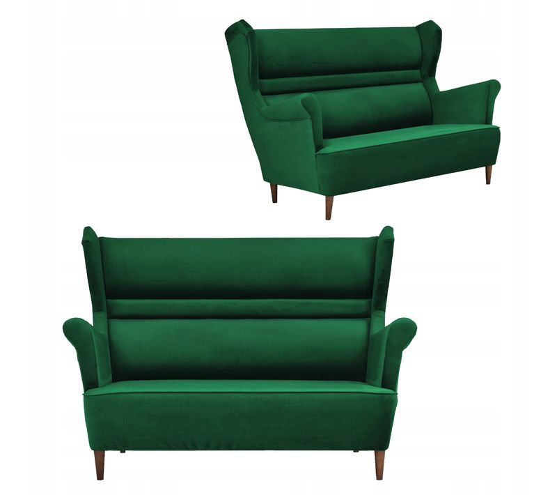 Zoja — Canapé Scandinave à Oreilles, Non Convertible, Vert Bouteille