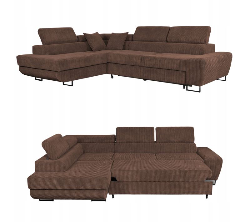 Canapé D'angle Convertible - Family - Savio - Marron/noir - Convertible - Réf 7943