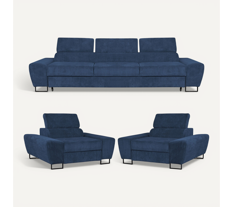 Canapé Convertible - Family - Savio - Bleu/bleu Marine - Convertible - Réf 9770