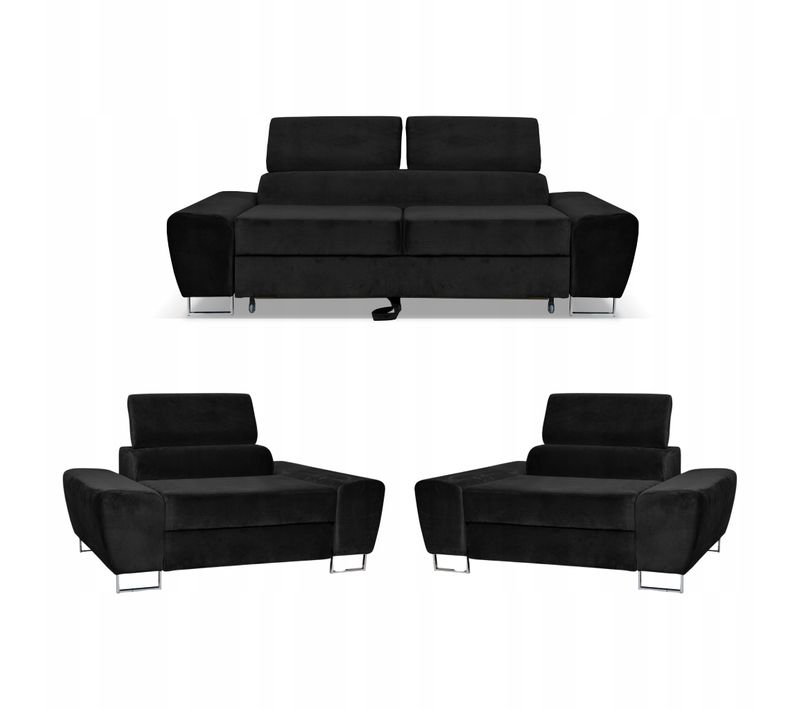 Canapé Convertible - Family - Bosso - Noir - Convertible - Réf 9855