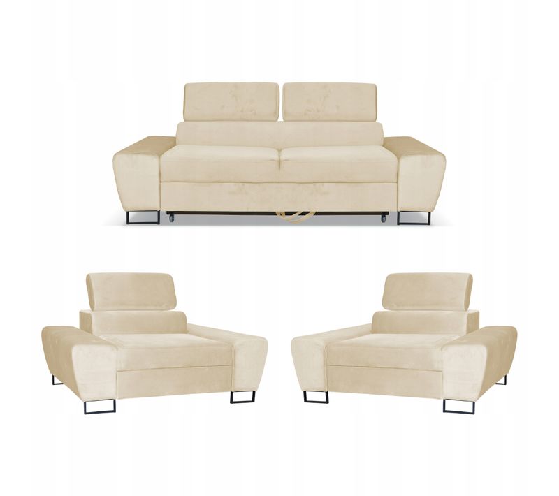Canapé Convertible - Family - Bosso - Beige/noir - Convertible - Réf 9923
