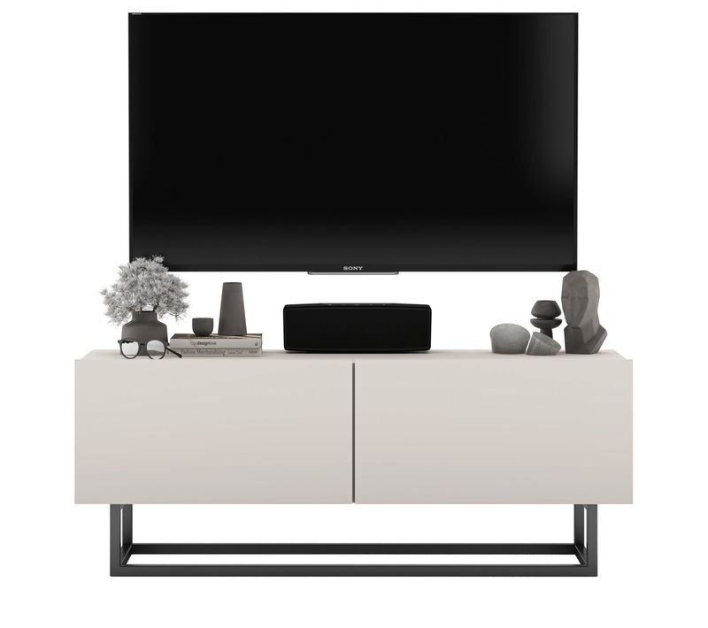 Meuble TV Enjoy Cachemire Mat 120 Cm Cadre En Métal Noir