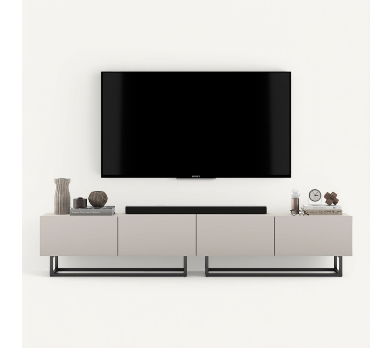 Meuble TV Enjoy Cachemire Mat 240 Cm Cadre En Métal Noir