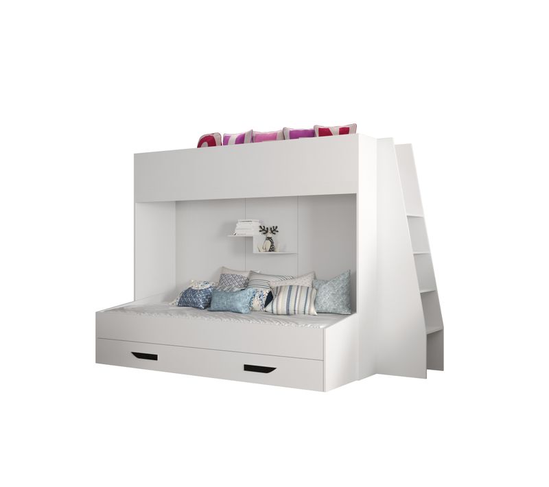 Party 17 Lit Superposé 247/165/135 Cm, Surface De Couchage: 90x200 Cm (blanc/blanc/noir)