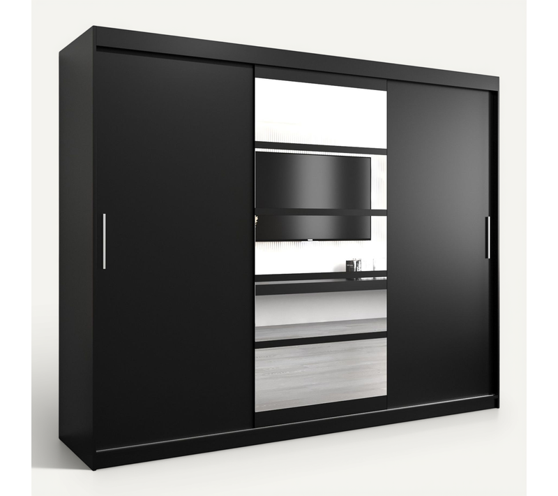 Armoire Roma 1 à Portes Coulissantes 200/250/62 3 Portes (noir/noir)