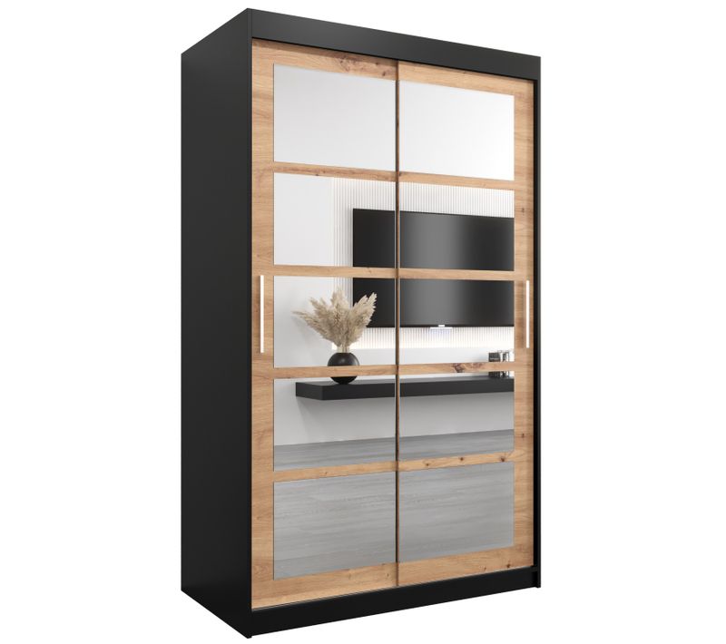 Armoire Roma 2 à Portes Coulissantes 200/120/62 2 Portes (noir/artisan)