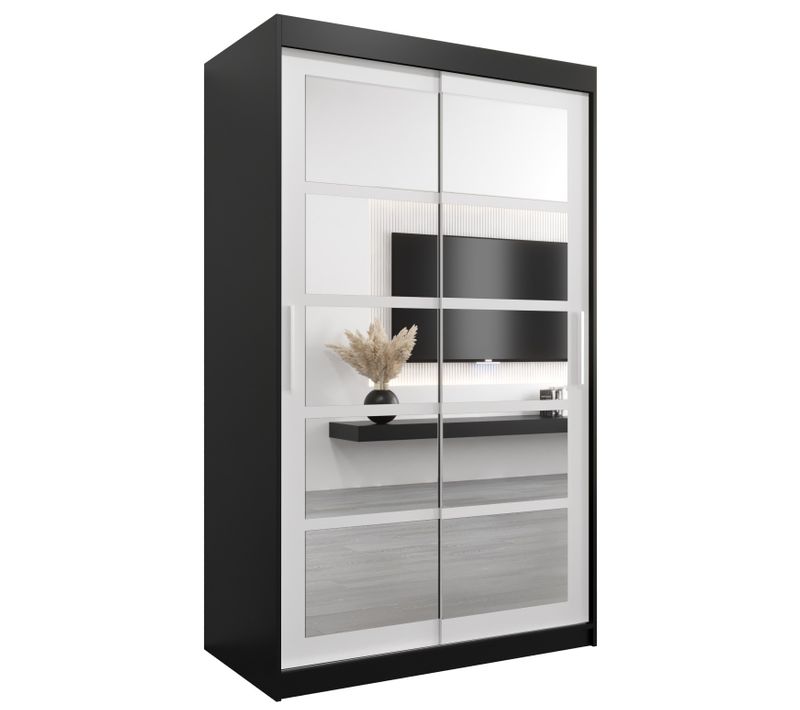 Armoire Roma 2 à Portes Coulissantes 200/120/62 2 Portes (noir/blanc)