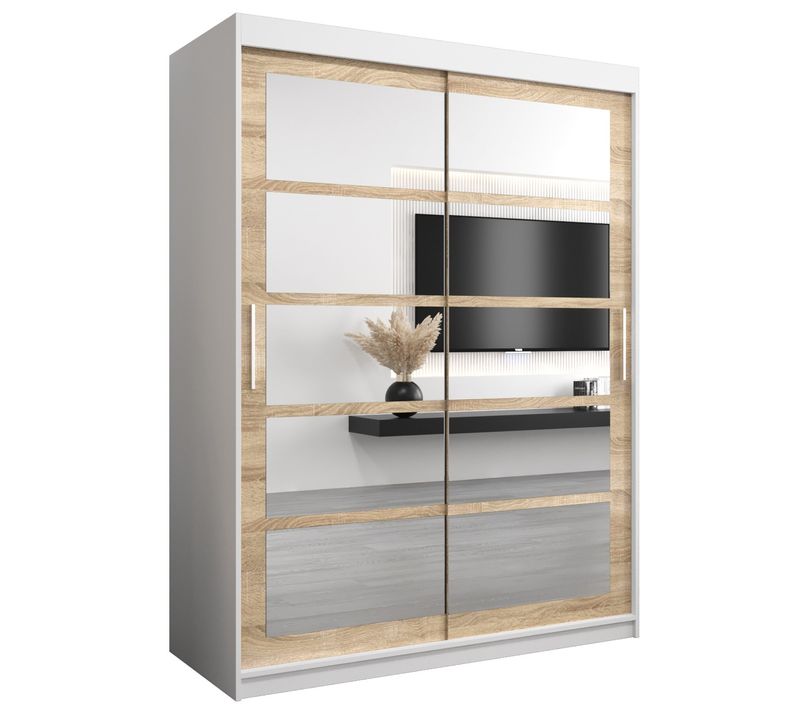 Armoire Roma 2 à Portes Coulissantes 200/150/62 2 Portes (blanc/sonoma)