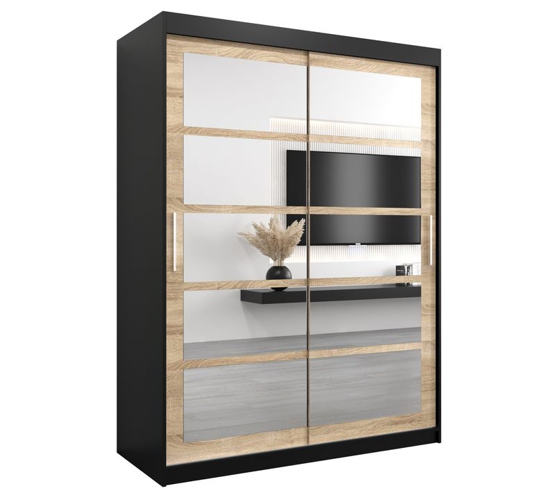 Armoire Roma 2 à Portes Coulissantes 200/150/62 2 Portes (noir/sonoma)