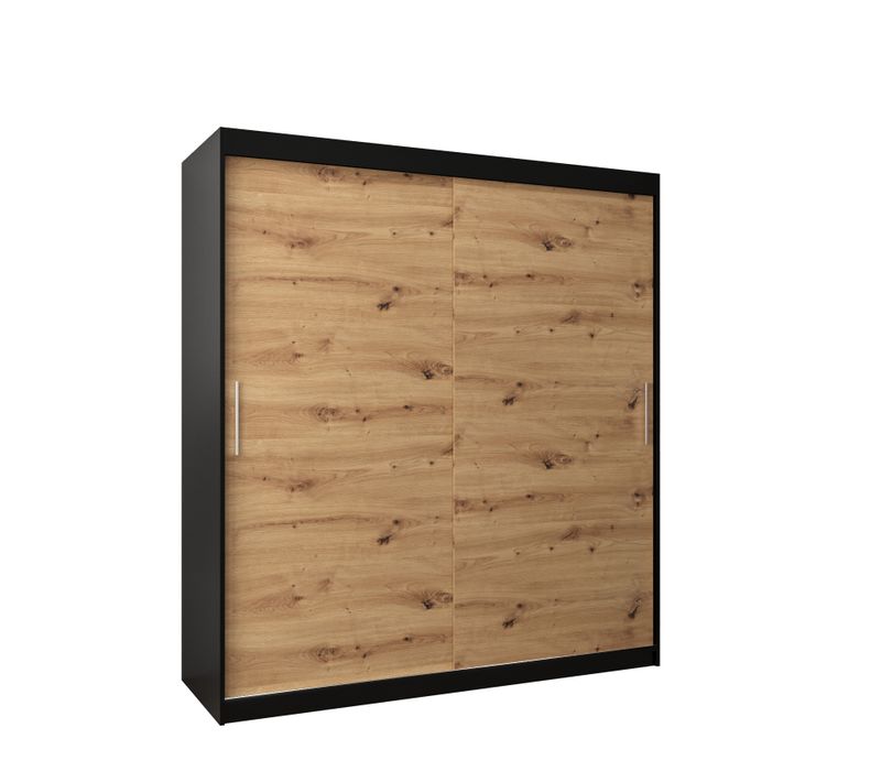 Armoire Tokyo  à Portes Coulissantes 200/180/62 2 Portes (noir/artisan)