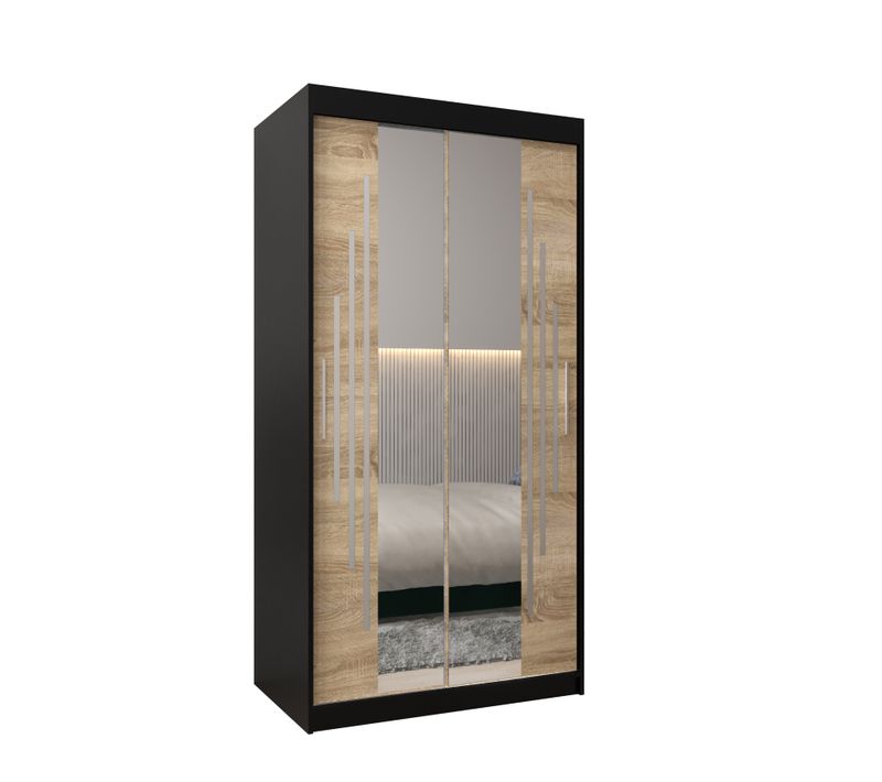 Armoire York 1 à Portes Coulissantes 200/100/62 2 Portes (noir/sonoma)