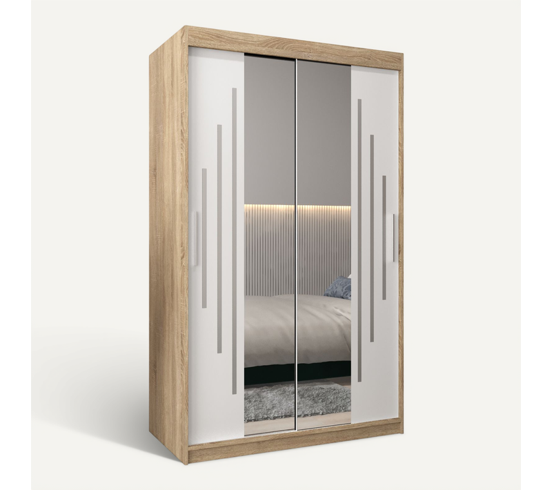 Armoire York 1 à Portes Coulissantes 200/120/62 2 Portes (sonoma/blanc)