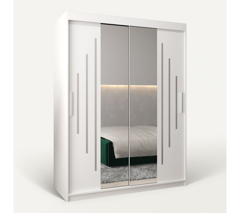 Armoire York 1 à Portes Coulissantes 200/150/62 2 Portes (blanc/blanc)