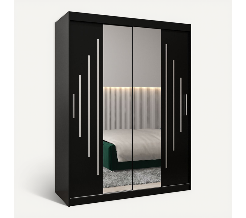 Armoire York 1 à Portes Coulissantes 200/150/62 2 Portes (noir/noir)