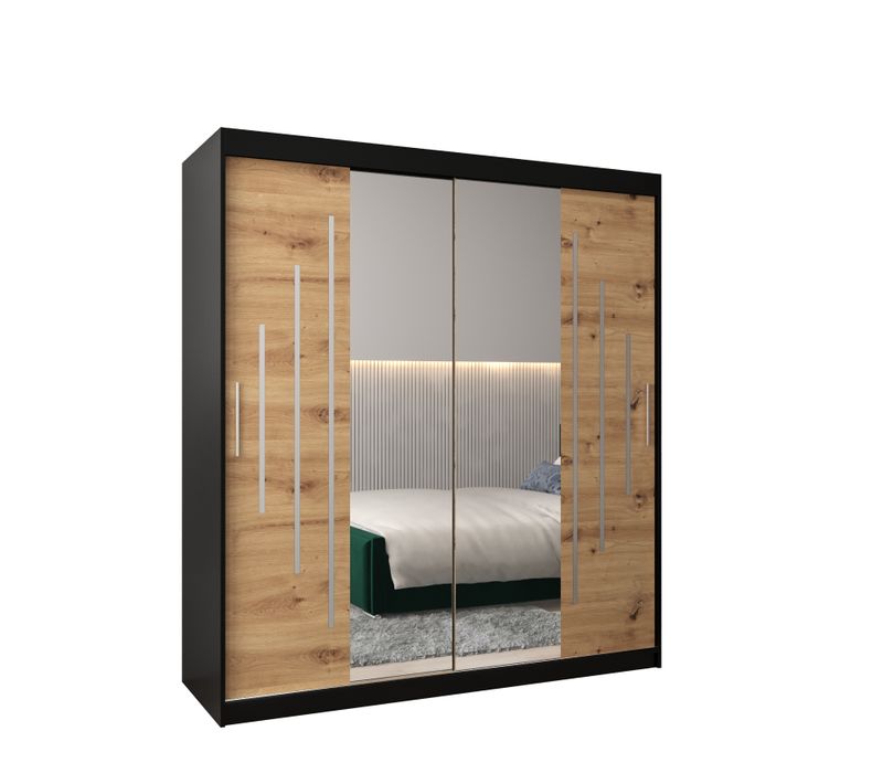 Armoire York 1 à Portes Coulissantes 200/180/62 2 Portes (noir/artisan)