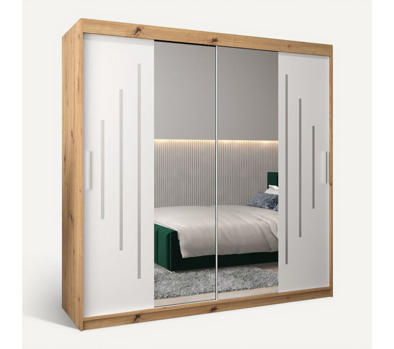 Armoire York 1 à Portes Coulissantes 200/200/62 2 Portes (artisan/blanc)