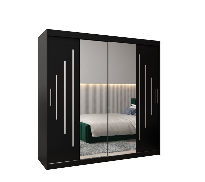 Armoire York 1 à Portes Coulissantes 200/200/62 2 Portes (noir/noir)