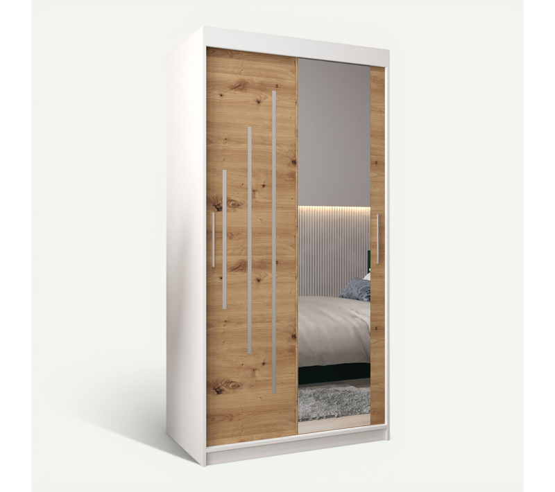 Armoire York 2 à Portes Coulissantes 200/100/62 2 Portes (blanc/artisan)