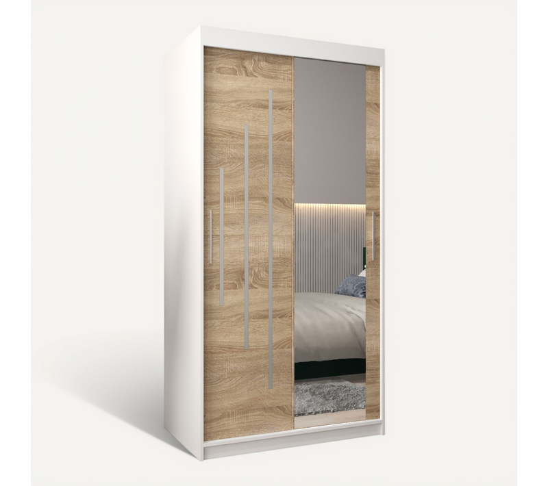 Armoire York 2 à Portes Coulissantes 200/100/62 2 Portes (blanc/sonoma)