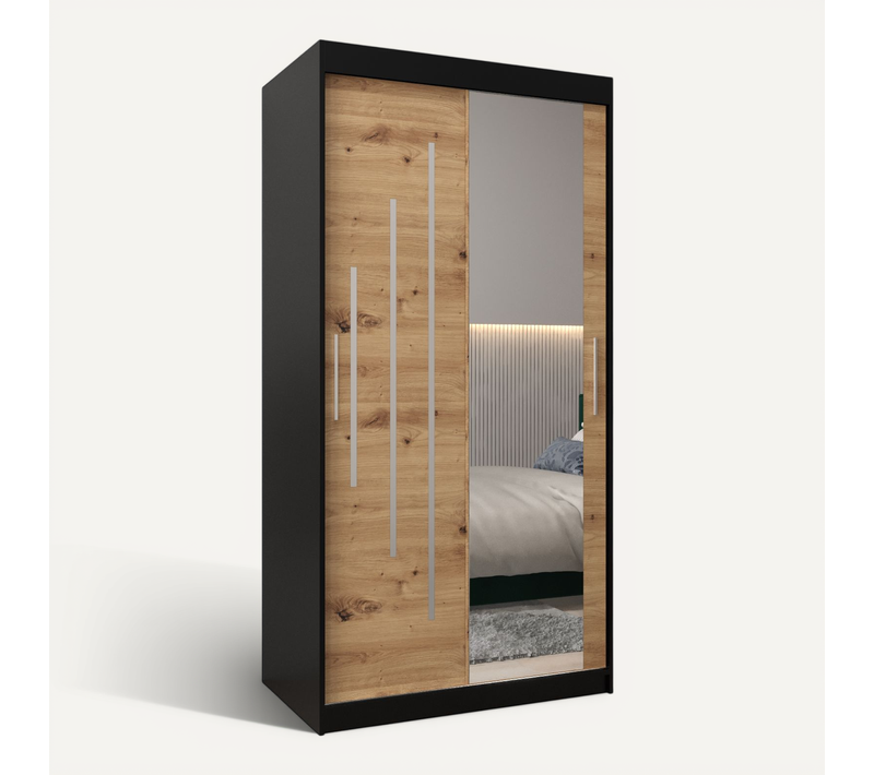 Armoire York 2 à Portes Coulissantes 200/100/62 2 Portes (noir/artisan)