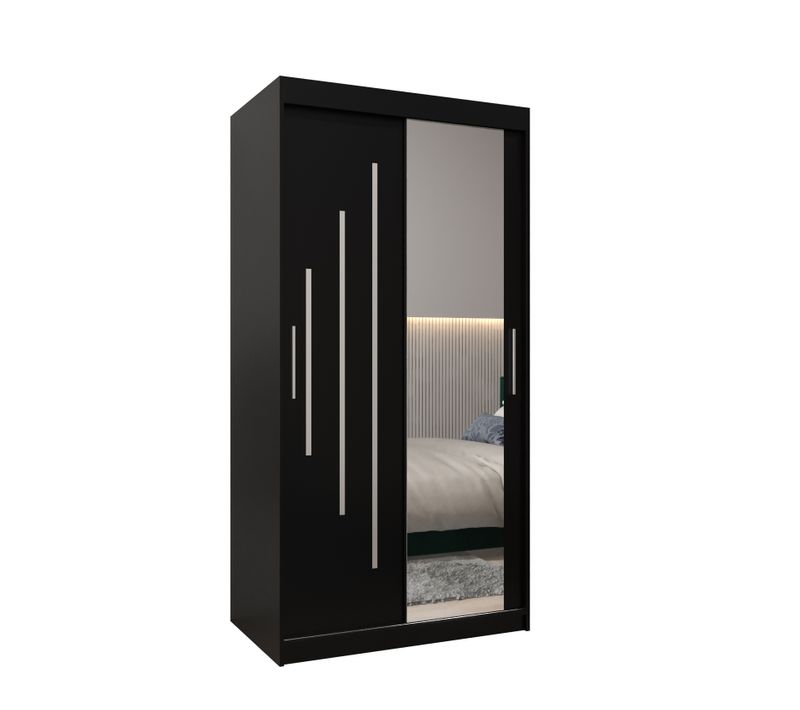 Armoire York 2 à Portes Coulissantes 200/100/62 2 Portes (noir/noir)